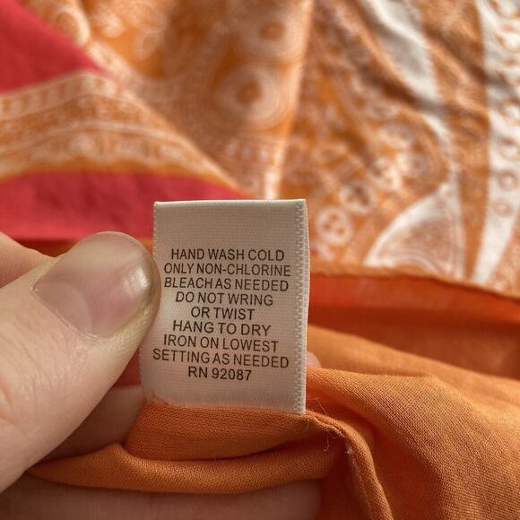 Vintage Threads‎ Saks Fifth Avenue Orange Embroidered Dress Size S Boho Peasant - Picture 7 of 13